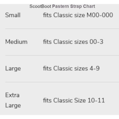 ScootBoot_Pastern Straps chart