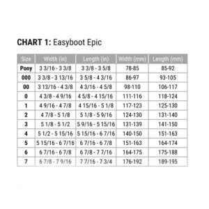 Easyboot Epic Size Charts